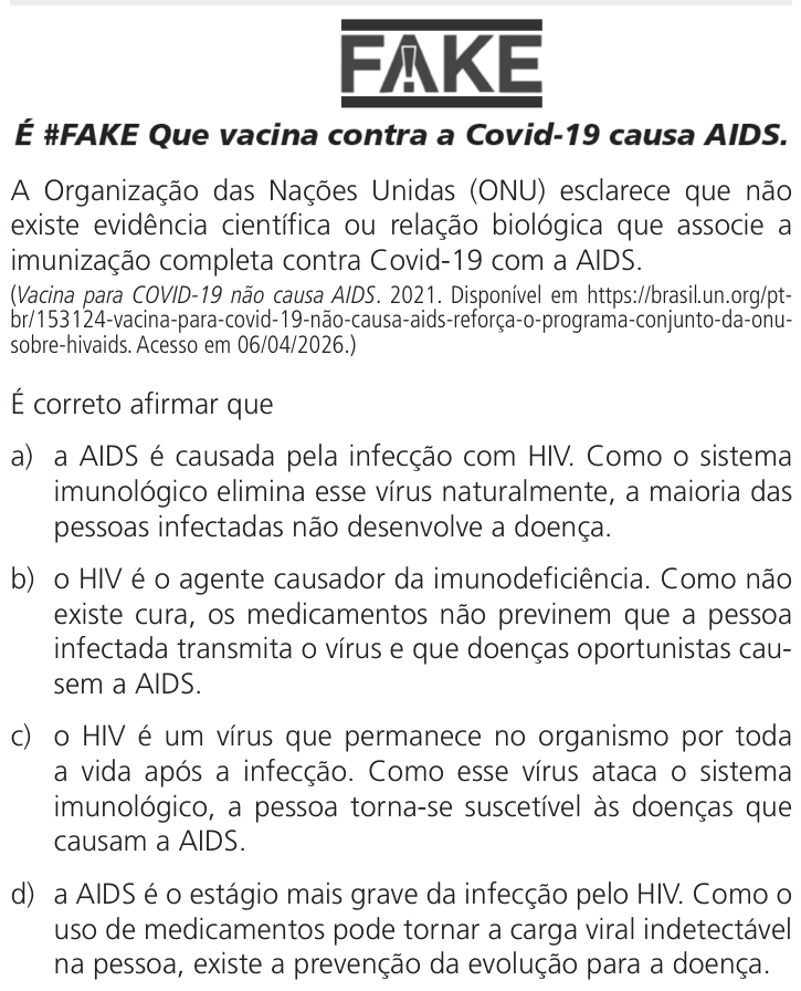 Questão 47 no caderno Q da UNICAMP 2027