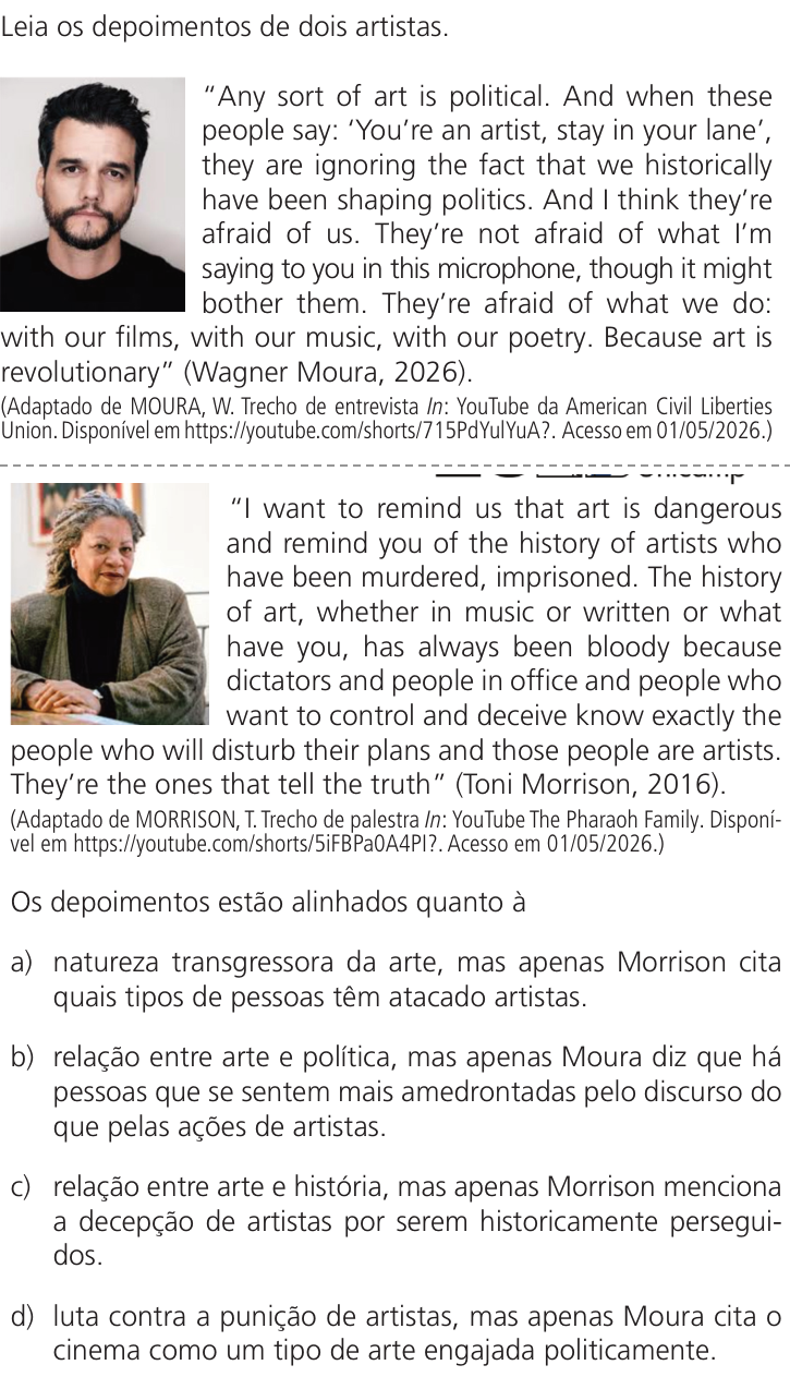 Questão 57 no caderno Q da UNICAMP 2027