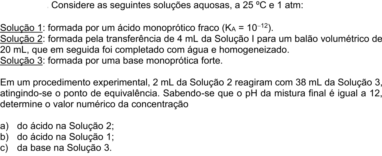 Questão 1 no caderno Química da 2ª fase do ITA 2026