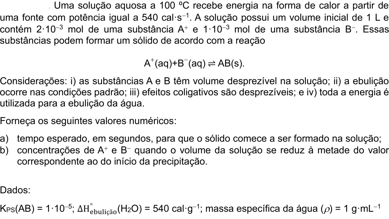Questão 3 no caderno Química da 2ª fase do ITA 2026