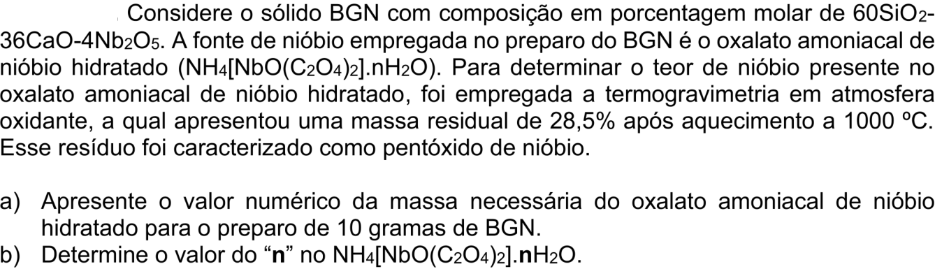 Questão 4 no caderno Química da 2ª fase do ITA 2026