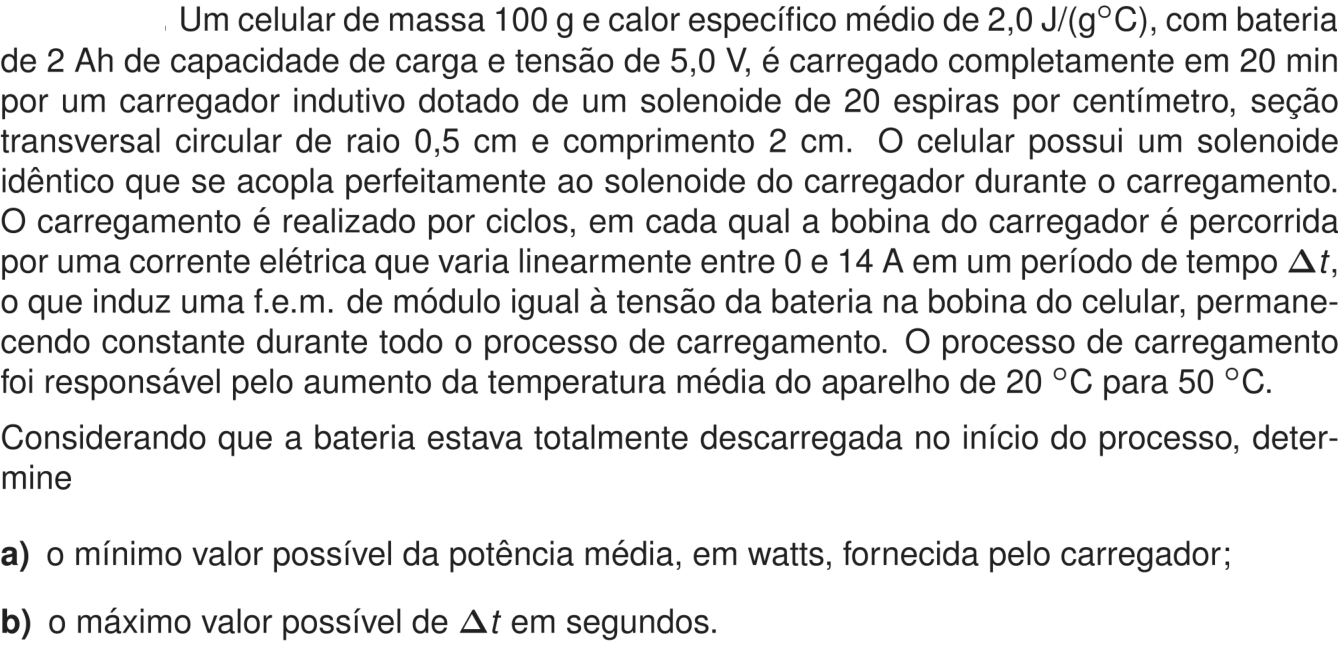 Questão 8 no caderno Física da 2ª fase do ITA 2026