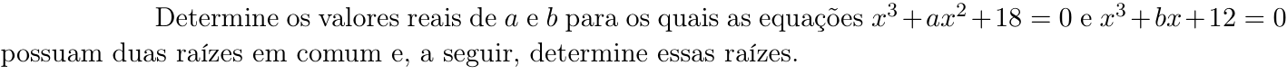 Questão 1 no caderno Matemática da 2ª fase do ITA 2019