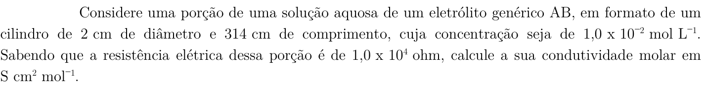 Questão 3 no caderno Química da 2ª fase do ITA 2019