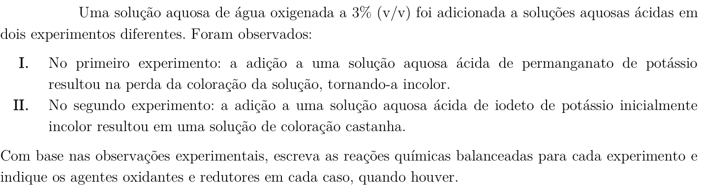 Questão 4 no caderno Química da 2ª fase do ITA 2019