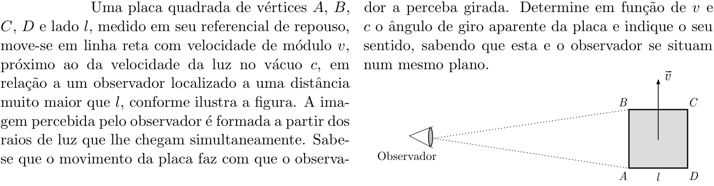 Questão 9 no caderno Física da 2ª fase do ITA 2019