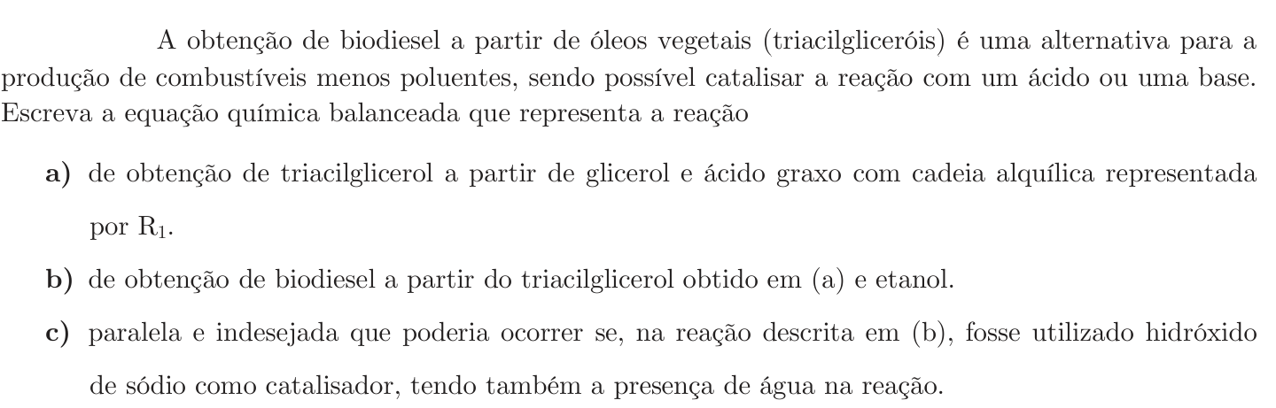 Questão 3 no caderno Química da 2ª fase do ITA 2020