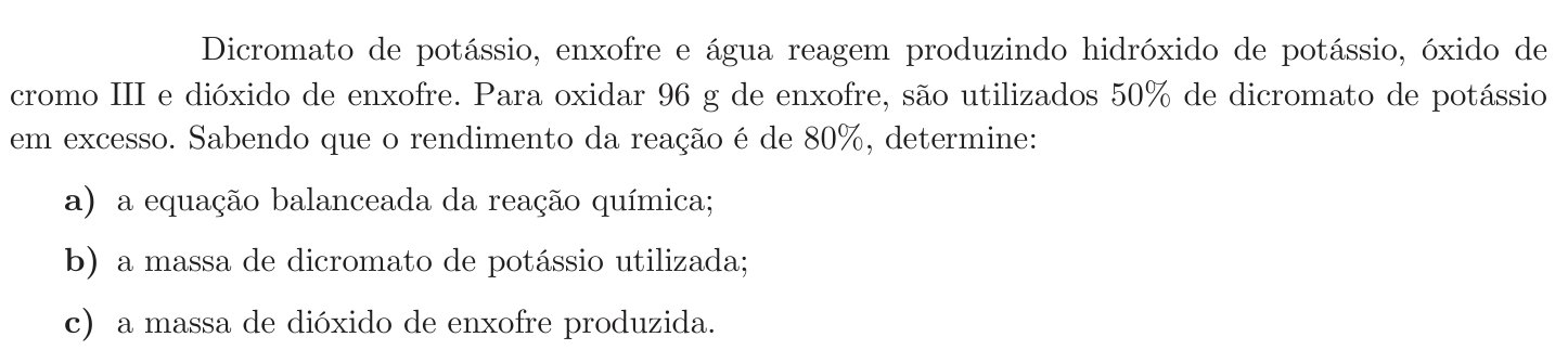 Questão 8 no caderno Química da 2ª fase do ITA 2020