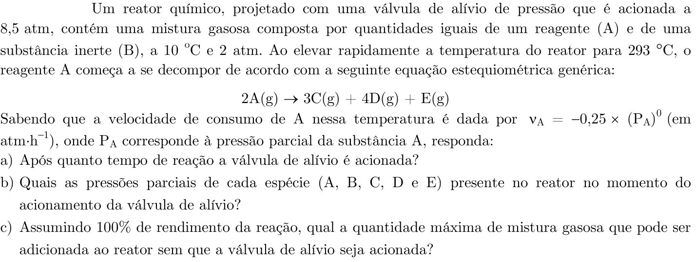 Questão 3 no caderno Química da 2ª fase do ITA 2021