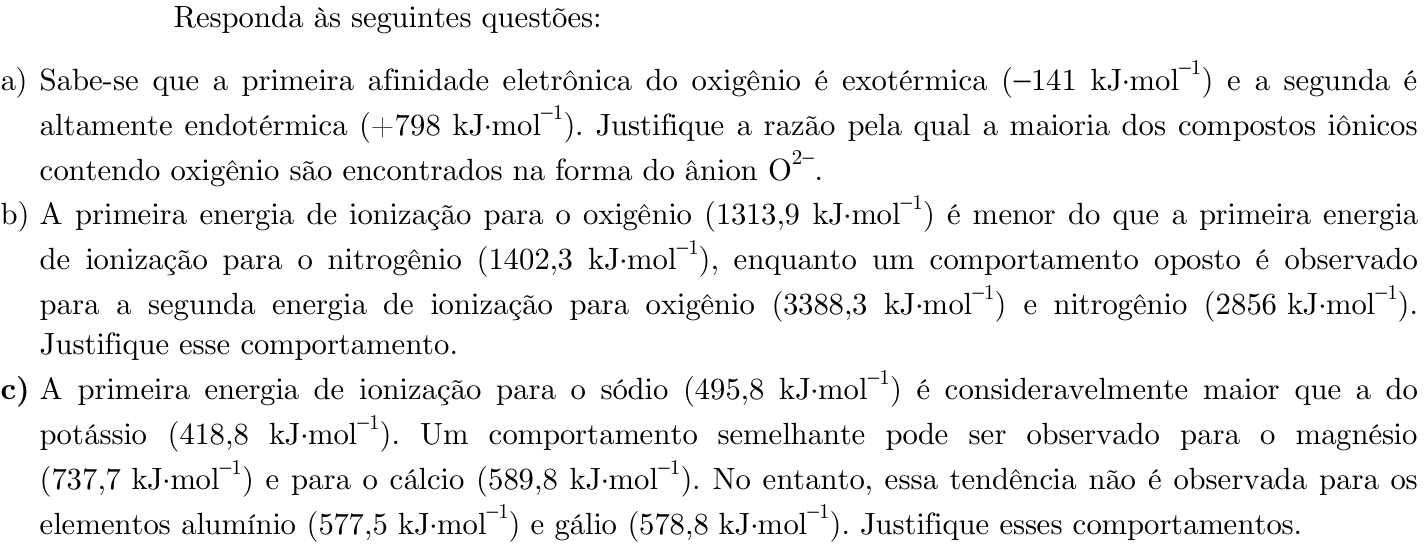 Questão 7 no caderno Química da 2ª fase do ITA 2021