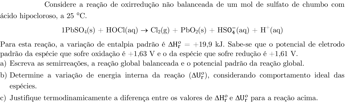 Questão 8 no caderno Química da 2ª fase do ITA 2021