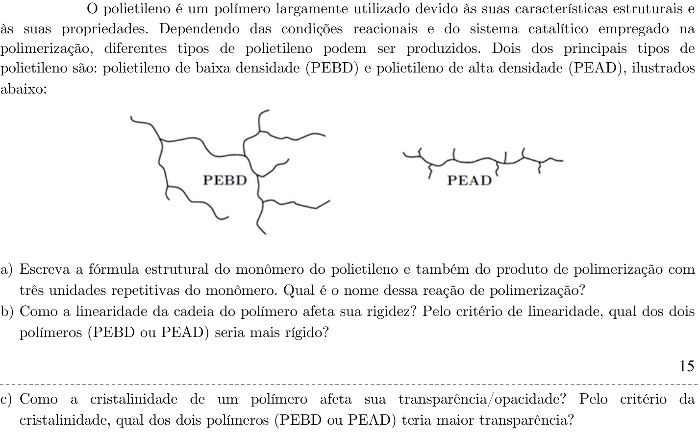 Questão 9 no caderno Química da 2ª fase do ITA 2021