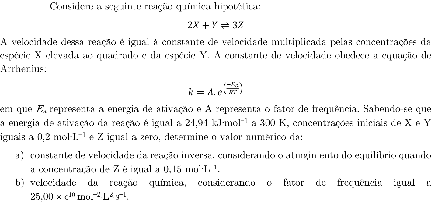 Questão 1 no caderno Química da 2ª fase do ITA 2022