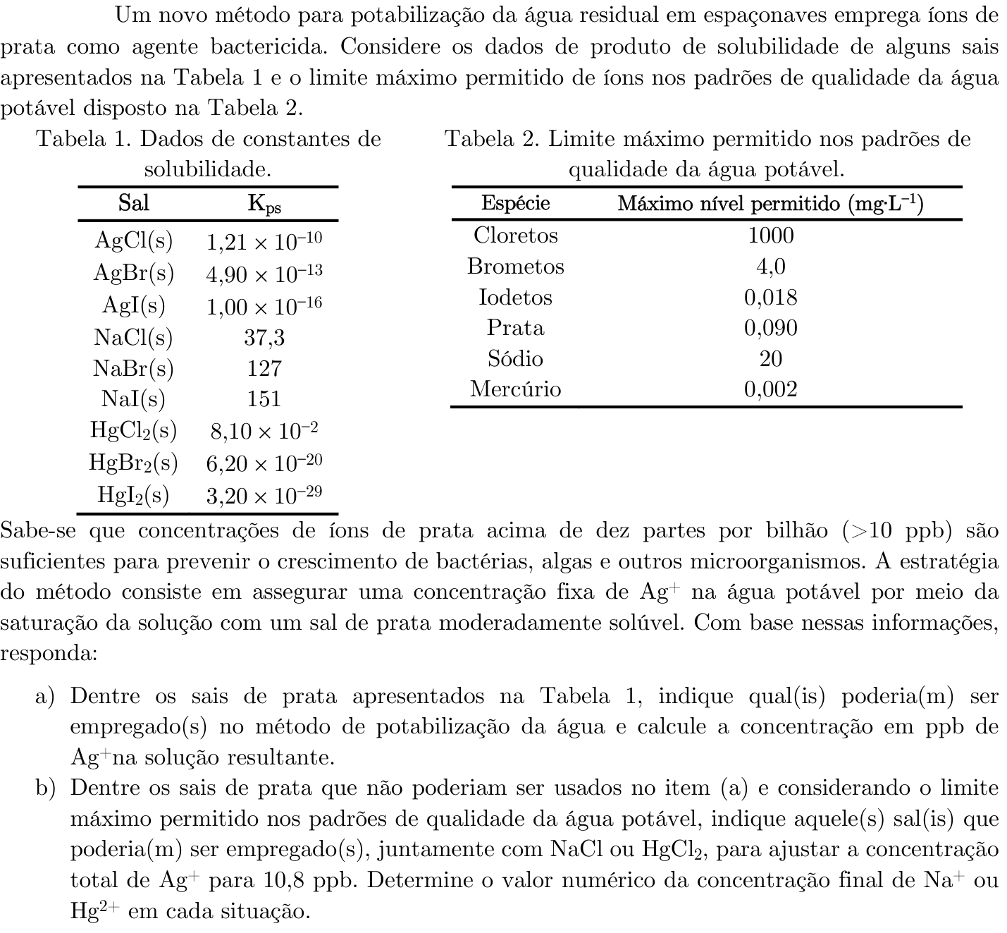 Questão 4 no caderno Química da 2ª fase do ITA 2022