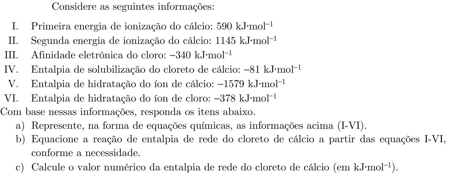Questão 7 no caderno Química da 2ª fase do ITA 2022