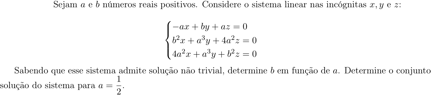 Questão 1 no caderno Matemática da 2ª fase do ITA 2023
