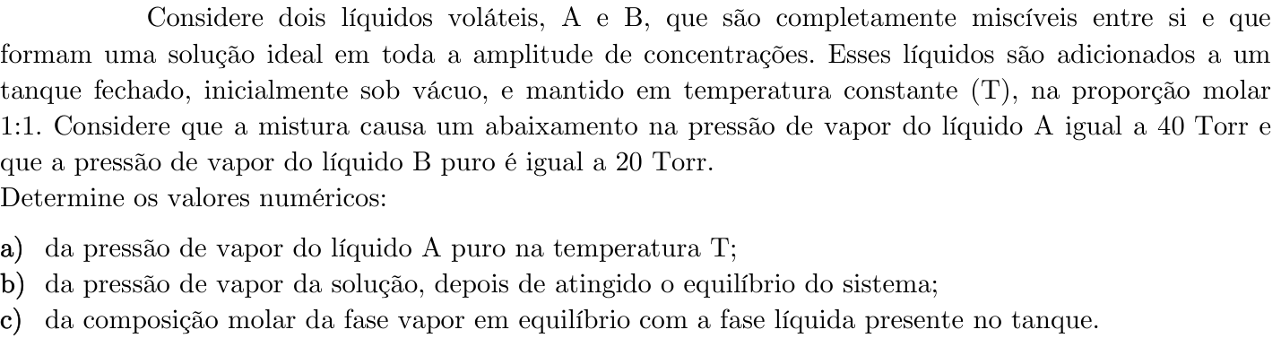 Questão 1 no caderno Química da 2ª fase do ITA 2023