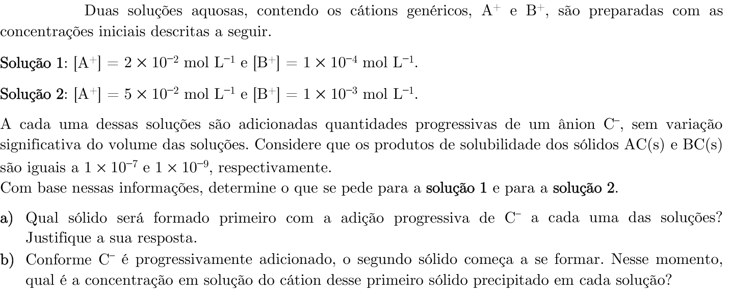 Questão 4 no caderno Química da 2ª fase do ITA 2023