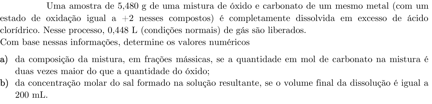 Questão 5 no caderno Química da 2ª fase do ITA 2023