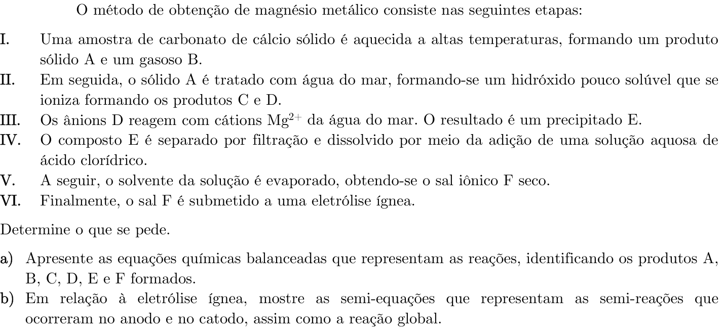 Questão 8 no caderno Química da 2ª fase do ITA 2023