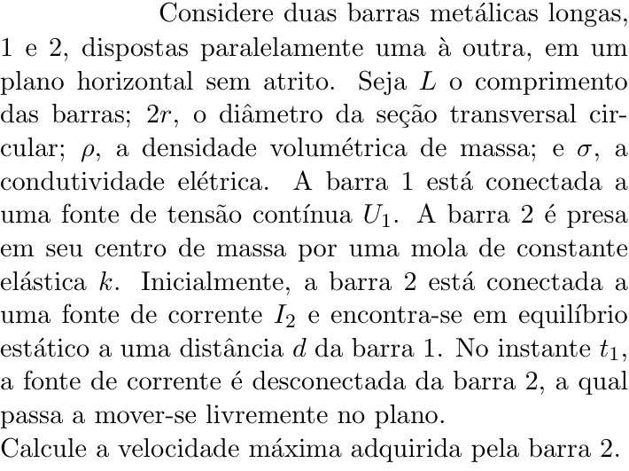 Questão 9 no caderno Física da 2ª fase do ITA 2023