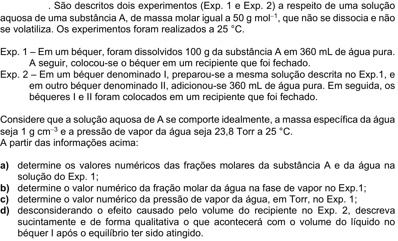 Questão 3 no caderno Química da 2ª fase do ITA 2024