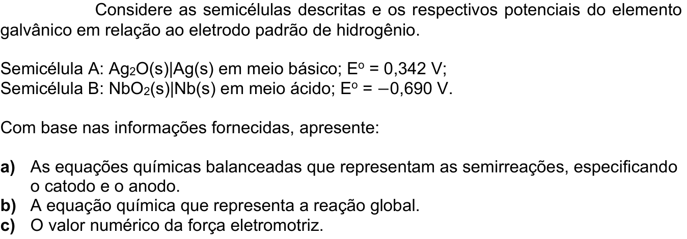 Questão 4 no caderno Química da 2ª fase do ITA 2024