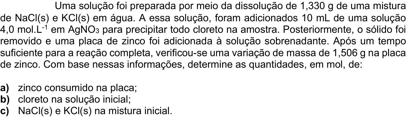 Questão 7 no caderno Química da 2ª fase do ITA 2024