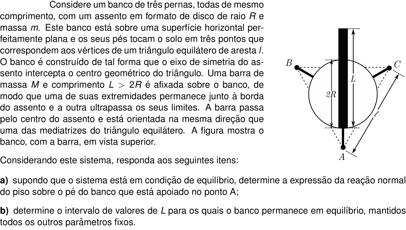 Questão 1 no caderno Física da 2ª fase do ITA 2024