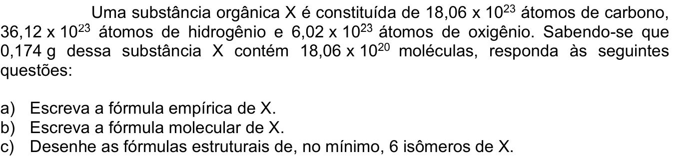 Questão 1 no caderno Química da 2ª fase do ITA 2025