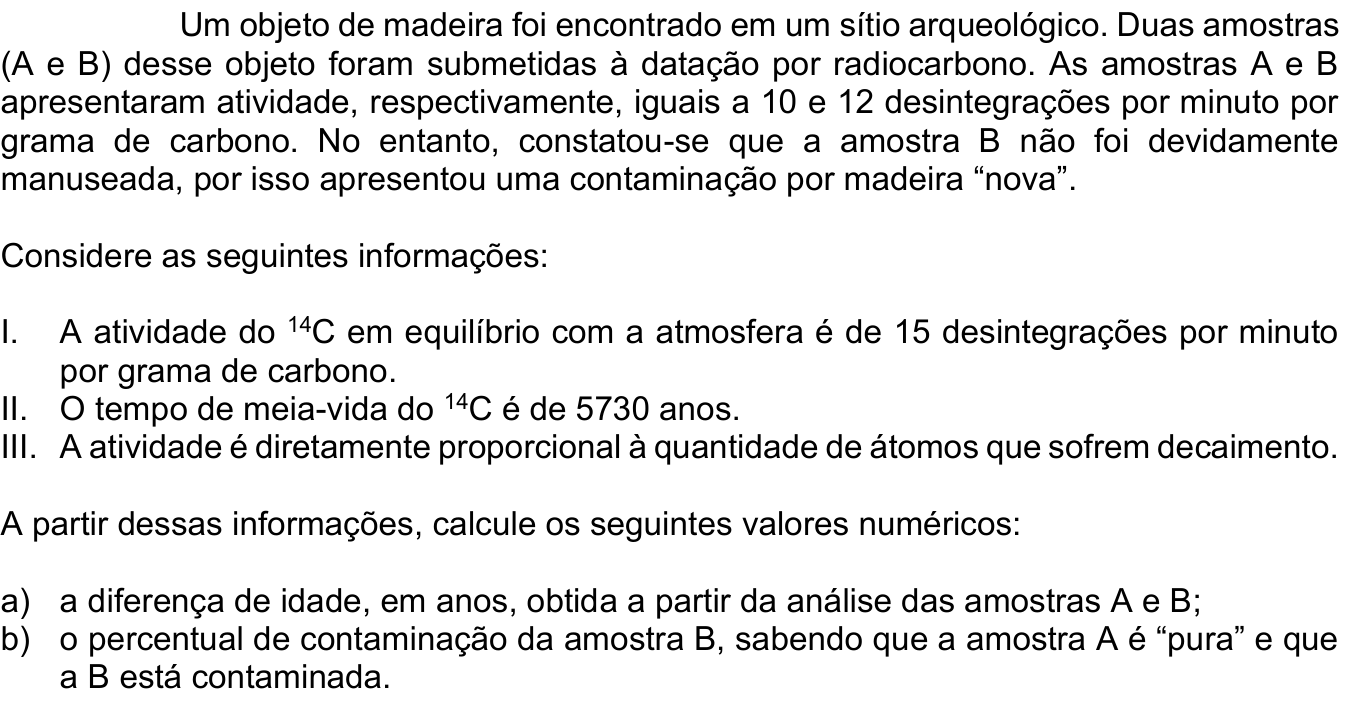 Questão 5 no caderno Química da 2ª fase do ITA 2025