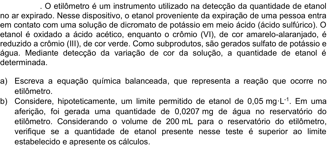 Questão 6 no caderno Química da 2ª fase do ITA 2025