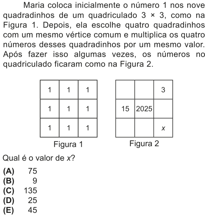 Questão 8 no caderno Nível 2 da OBMEP 2025