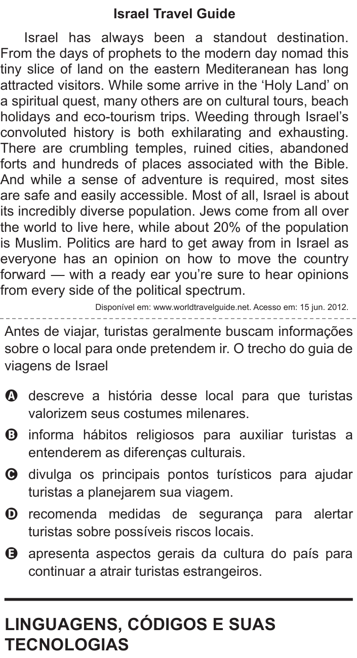 Questão 5 no caderno Azul do ENEM 2017