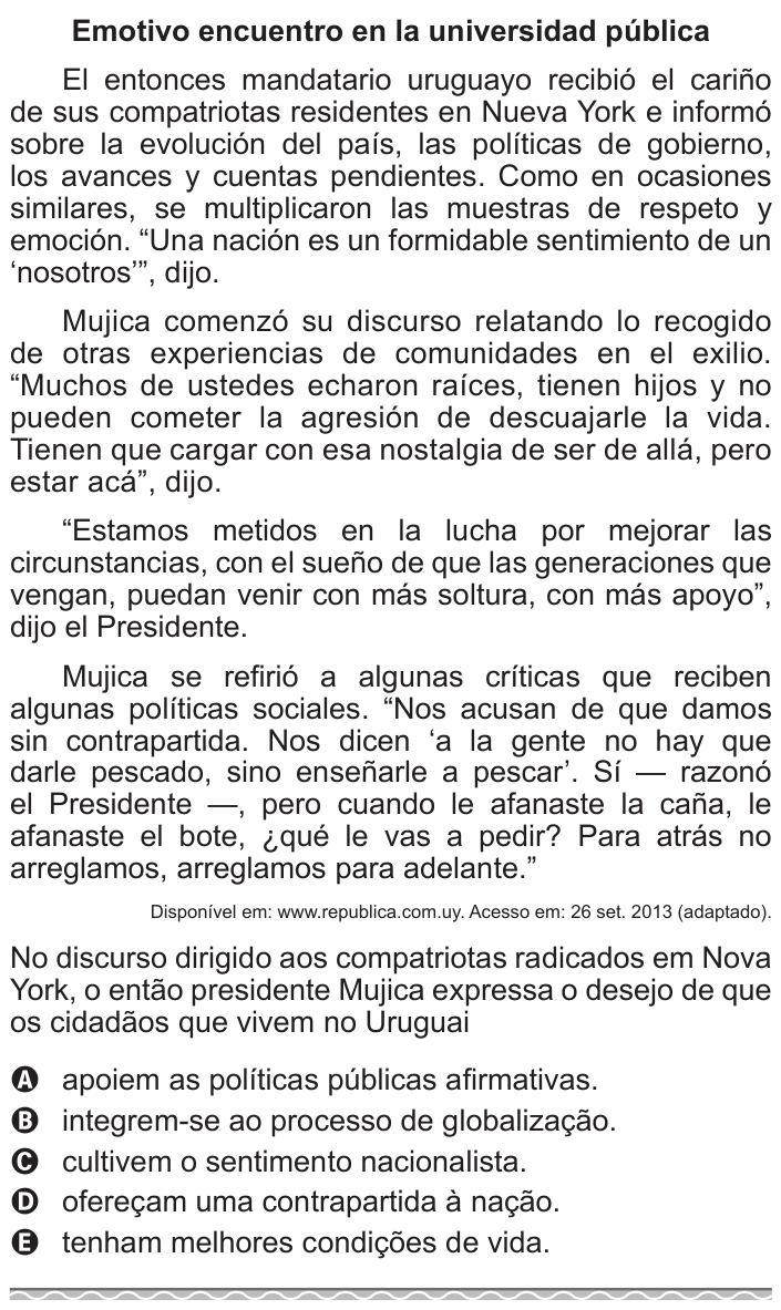 Questão 4 no caderno Azul do ENEM 2017