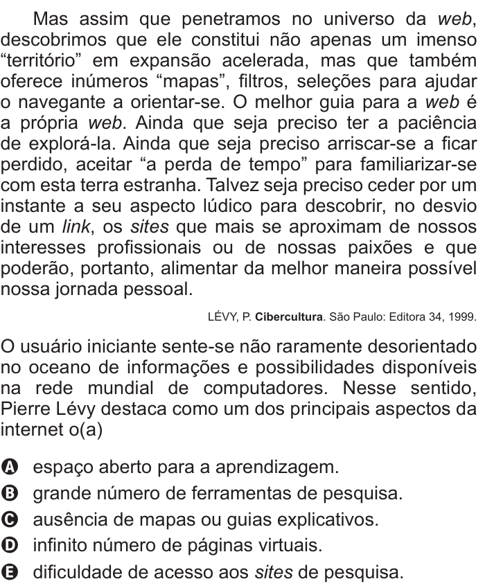 Questão 8 no caderno Azul do ENEM 2017