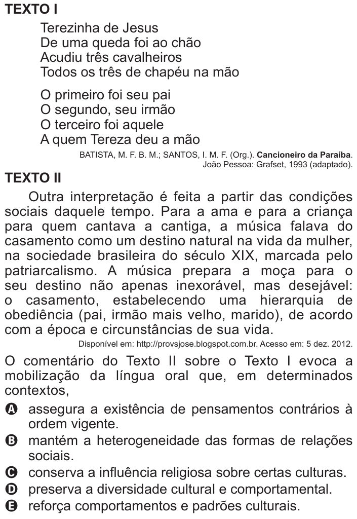 Questão 9 no caderno Azul do ENEM 2017