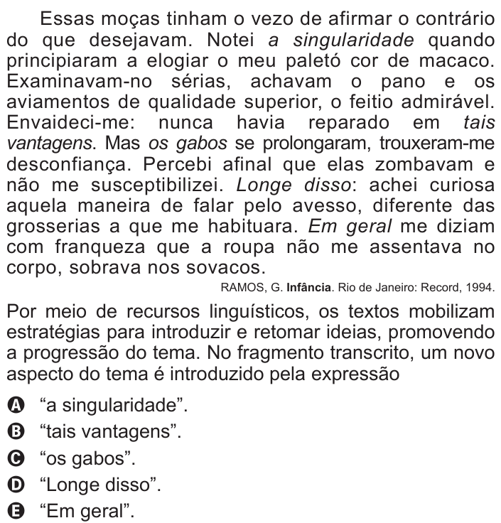 Questão 10 no caderno Azul do ENEM 2017