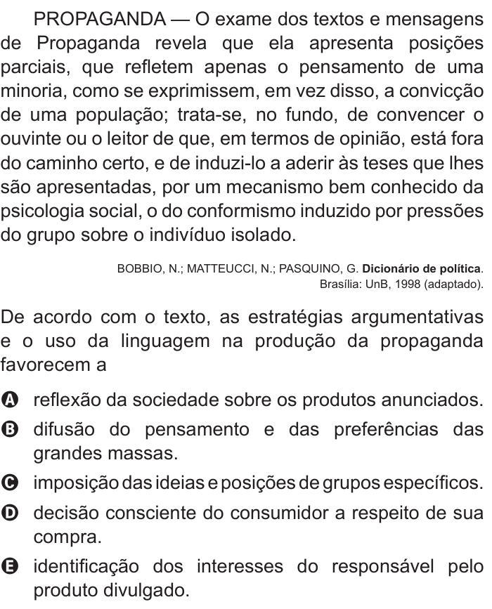 Questão 14 no caderno Azul do ENEM 2017