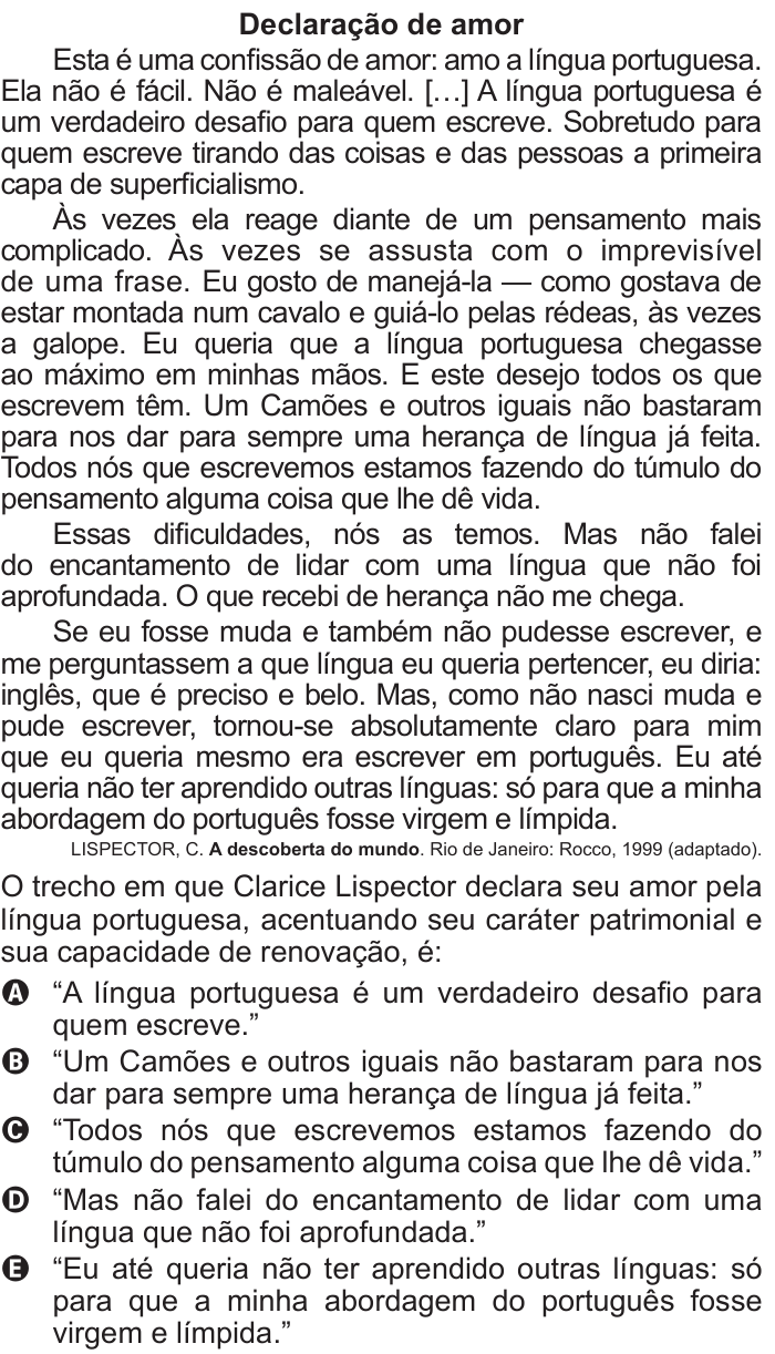 Questão 20 no caderno Azul do ENEM 2017