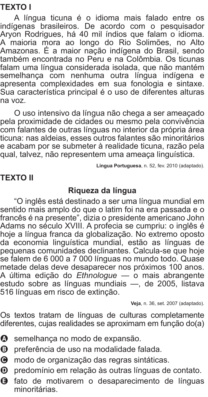 Questão 22 no caderno Azul do ENEM 2017