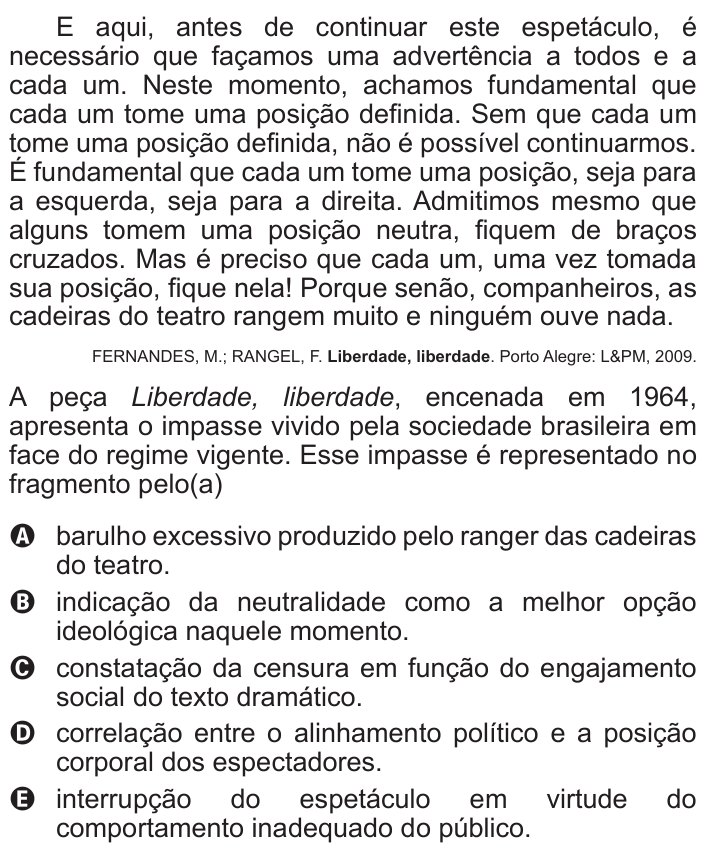 Questão 24 no caderno Azul do ENEM 2017