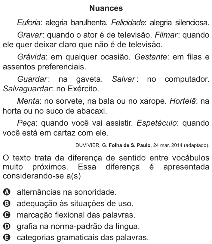 Questão 27 no caderno Azul do ENEM 2017
