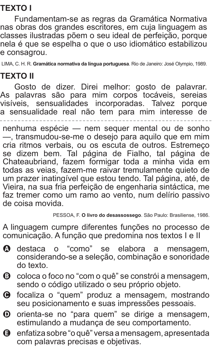 Questão 29 no caderno Azul do ENEM 2017