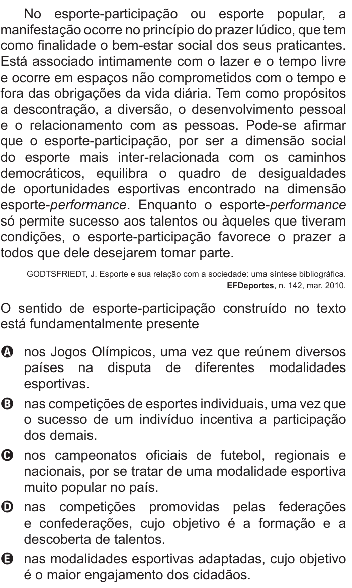 Questão 31 no caderno Azul do ENEM 2017