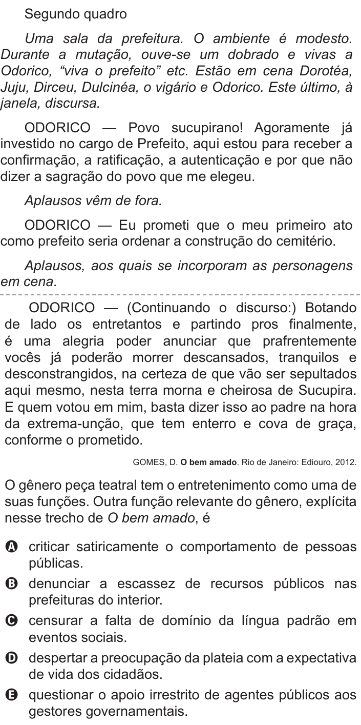 Questão 32 no caderno Azul do ENEM 2017