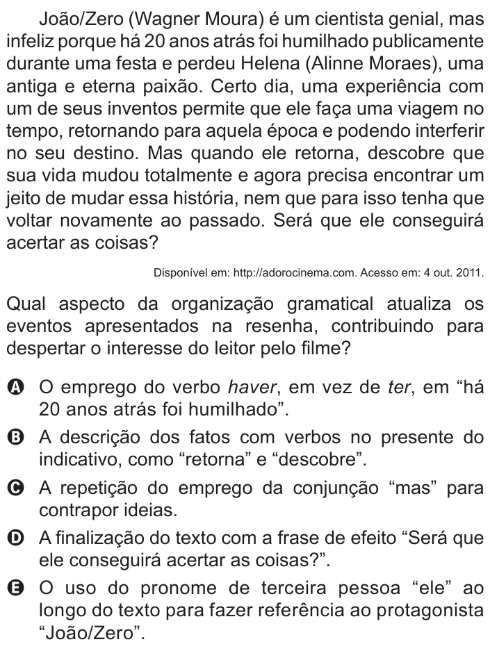 Questão 33 no caderno Azul do ENEM 2017