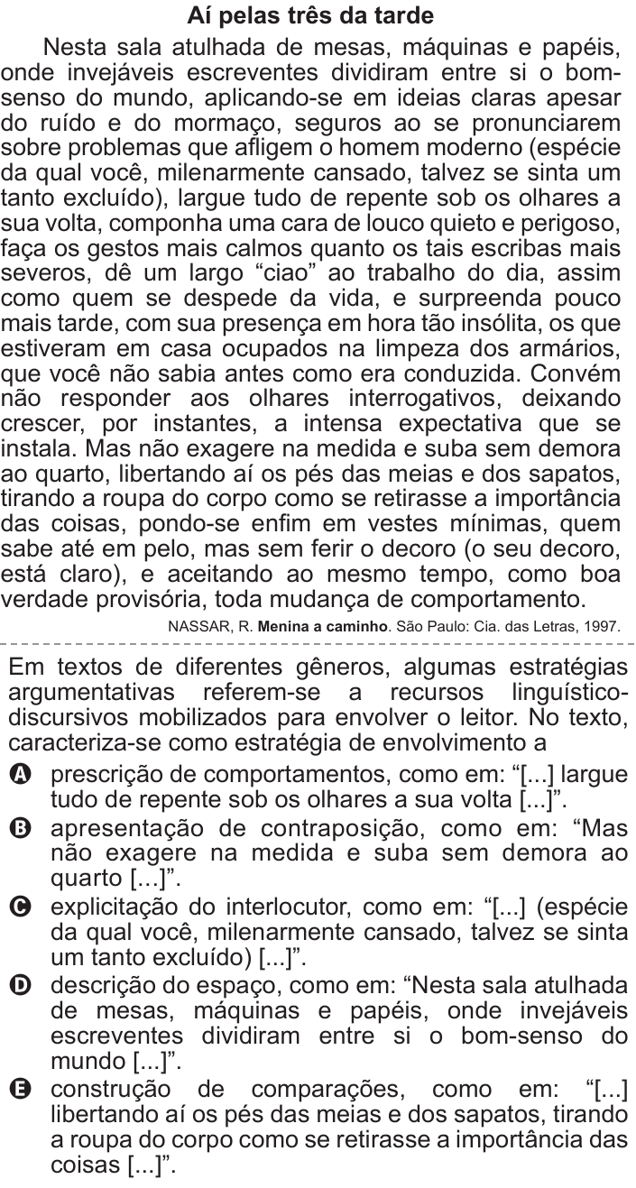 Questão 35 no caderno Azul do ENEM 2017
