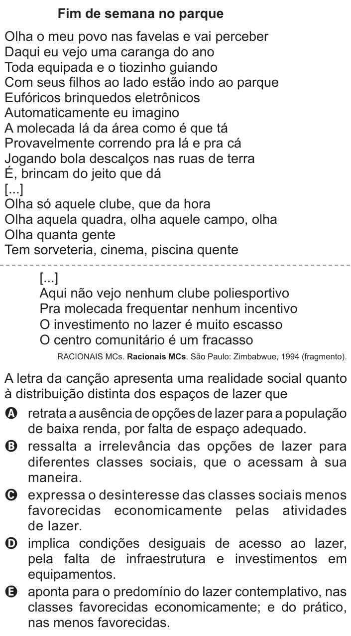 Questão 42 no caderno Azul do ENEM 2017