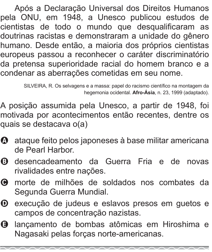 Questão 47 no caderno Azul do ENEM 2017